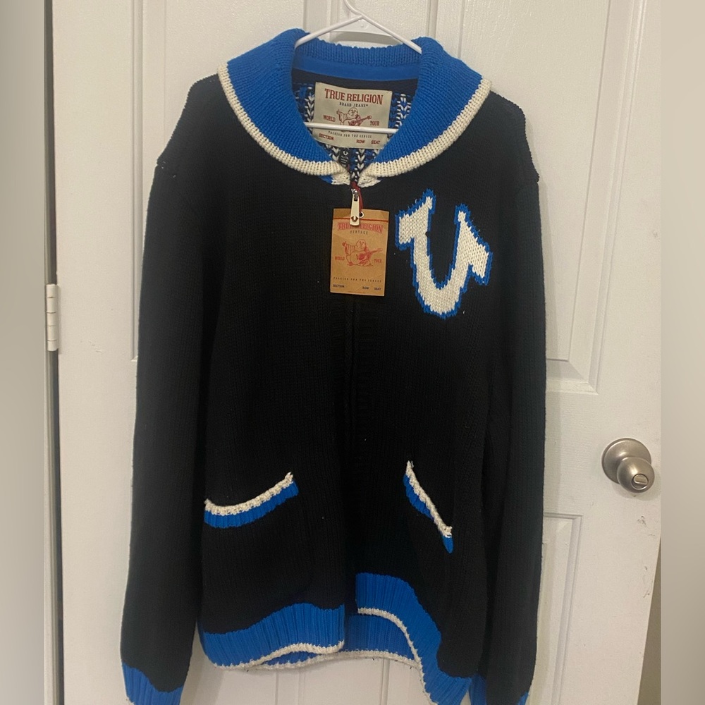 True Religion knitted zip up sweater